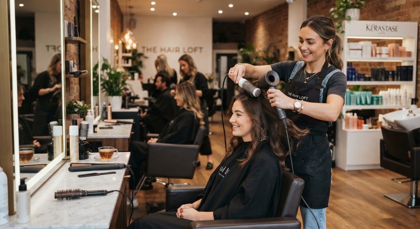 Hair Styling and Cut service in progress